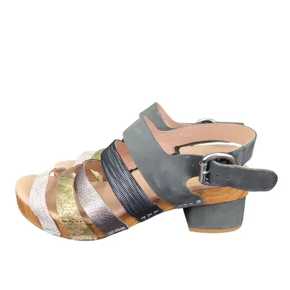 Dansko Maribeth Multicolor Slingback Sandal Strappy EU 37 Women's 7 Leather Wood - Picture 2 of 6